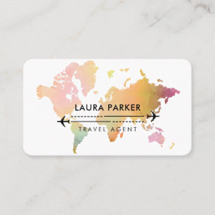 Travel Agent World Map Vacation Services Paint Business Card