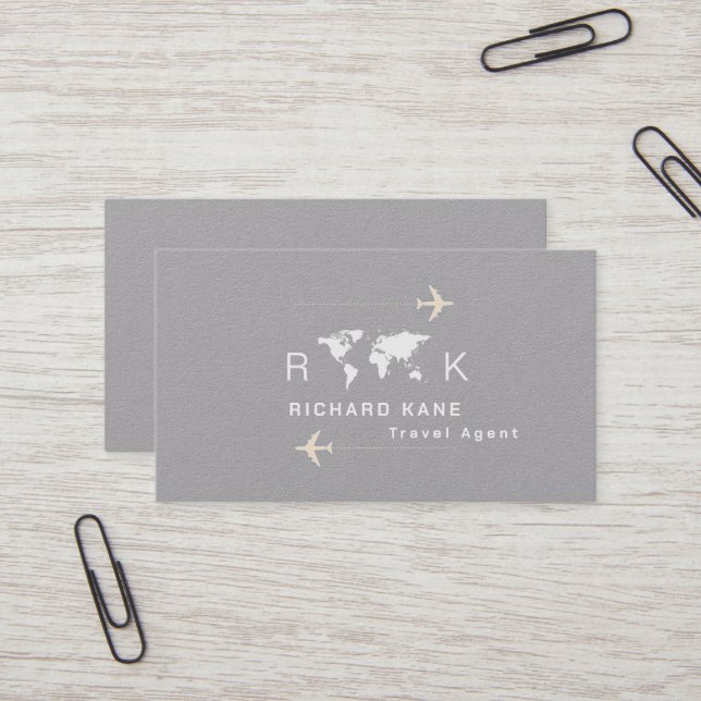 Travel Agent worldwide monogrammed Business Card (Front/Back In Situ)