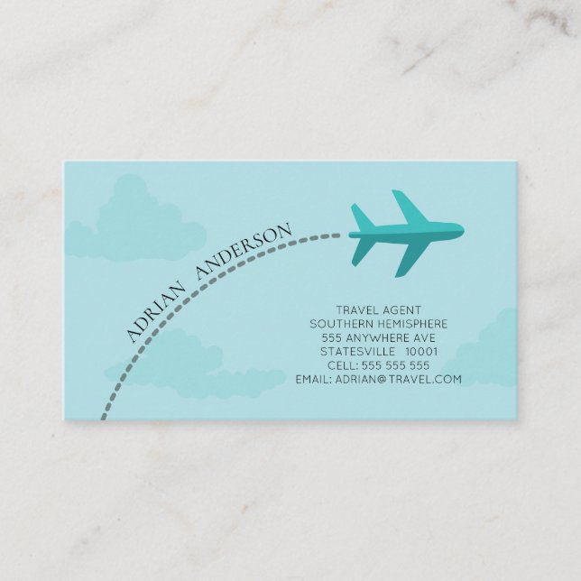 Travel Agent Writer Pilot Business Card Template (Front)