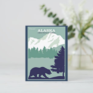 Travel Alaska, vintage poster, Postcard