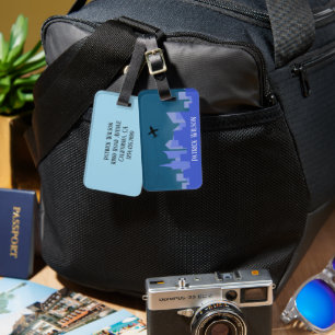 Travel around cities flying above the sky luggage tag