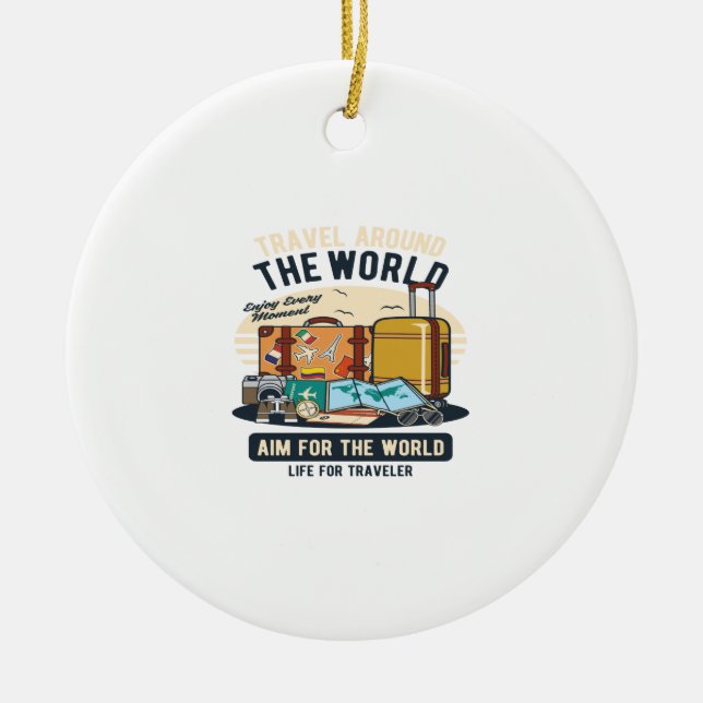 Travel Around The World Ceramic Tree Decoration (Front)
