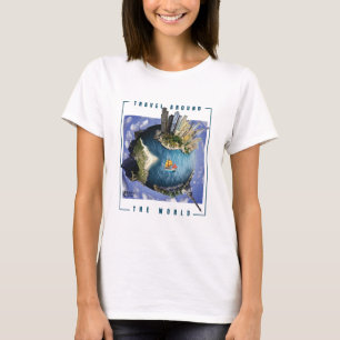 Travel Around The World Women White T-Shirt