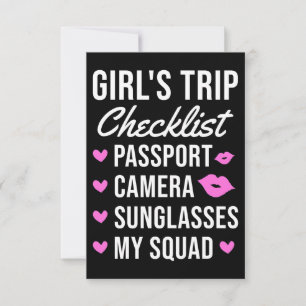 Travel Art Girls Trip Checklist Thank You Card