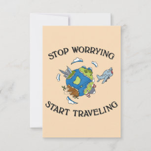 Travel Art Start Travelling The World RSVP Card