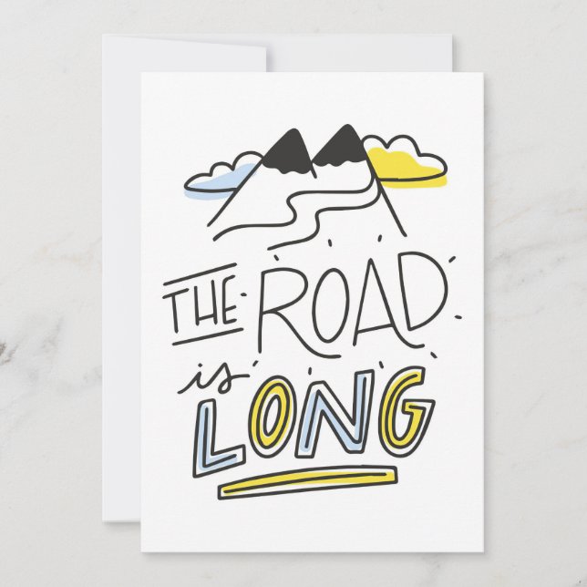 Travel Art The Road Is Long Save The Date (Front)