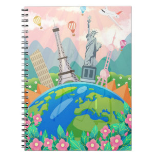 Travel Art Travel Around World Notebook