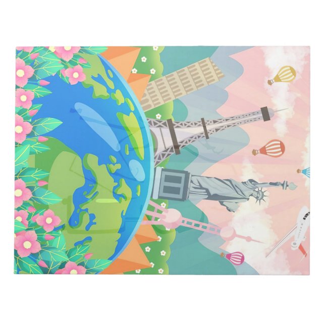 Travel Art Travel Around World Notepad (Front)