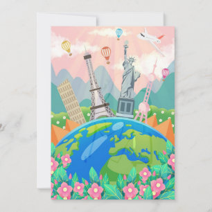Travel Art Travel Around World Save The Date