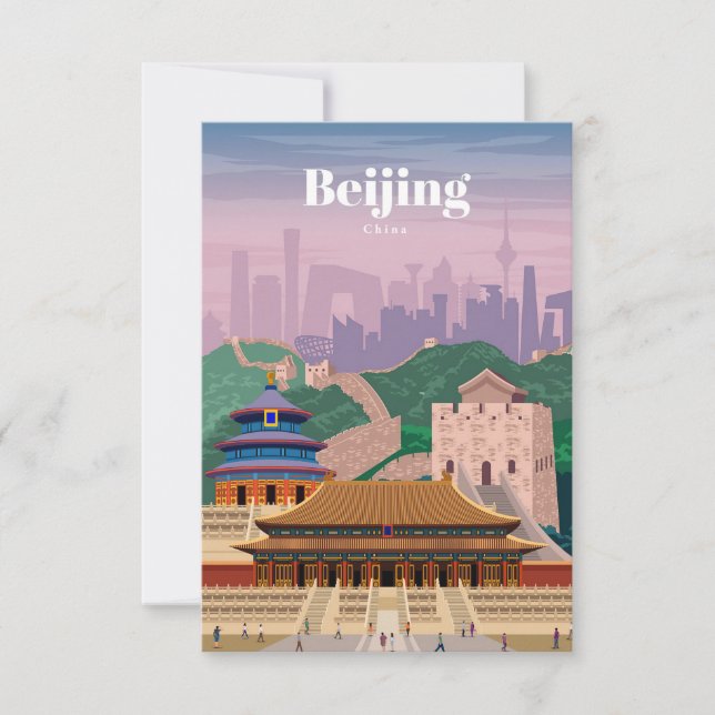 Travel Art Travel To Beijing China RSVP Card (Front)