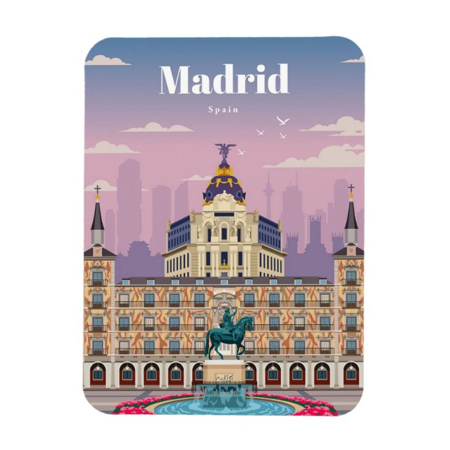 Travel Art Travel To Madrid Spain Magnet (Vertical)