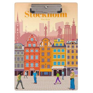 Travel Art Travel to Stockholm Clipboard