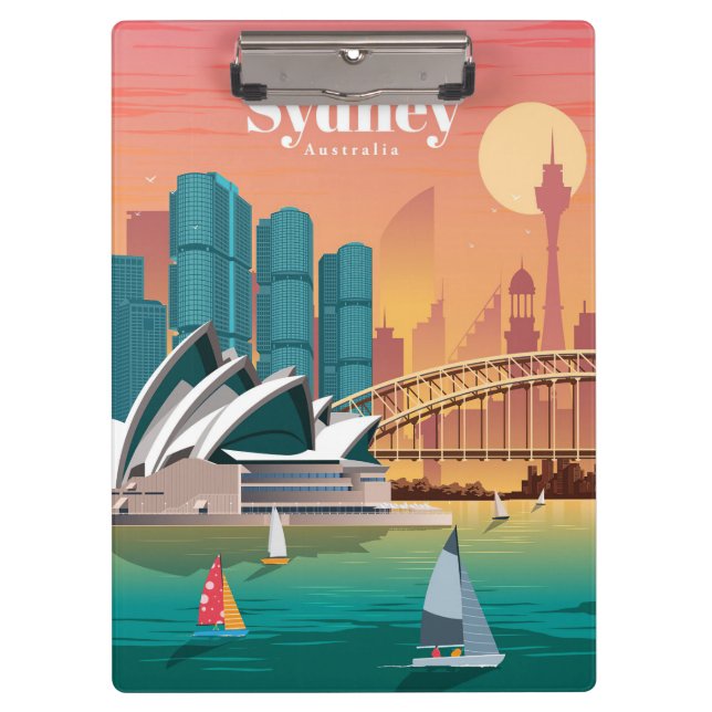 Travel Art Travel To Sydney Australia Clipboard (Front)