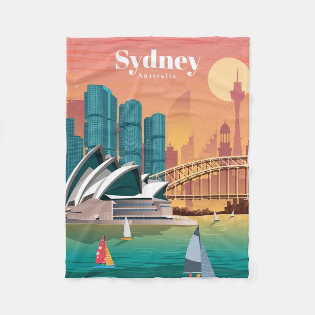 Travel Art Travel To Sydney Australia Fleece Blanket (Front)