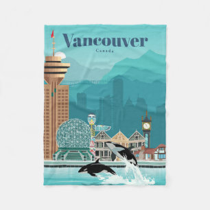 Travel Art Travel To Vancouver Fleece Blanket