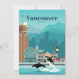 Travel Art Travel To Vancouver Thank You Card