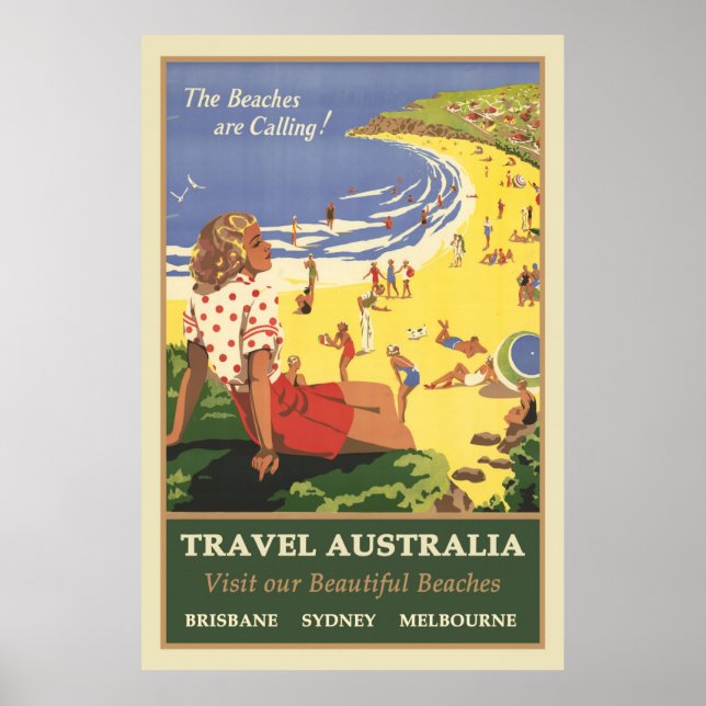 Travel Australia, Beaches are Calling Poster (Front)