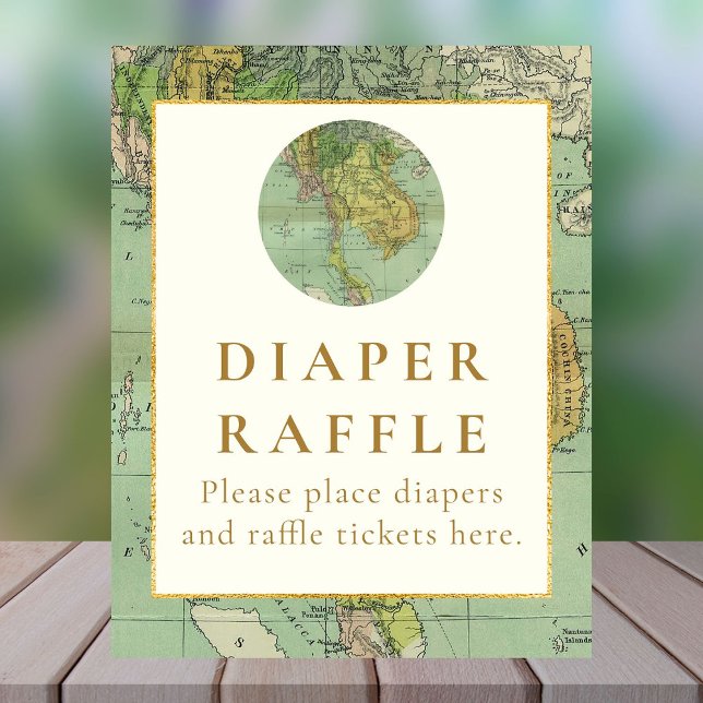 Travel Baby Shower Diaper Raffle Table Sign (Creator Uploaded)