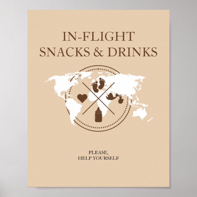 Travel Baby Shower In Flight Food Table Sign (Front)