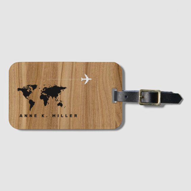 travel baggage identifier wood luggage tag (Front Horizontal)