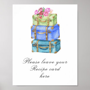 Travel bags bridal shower Recipe card  Poster