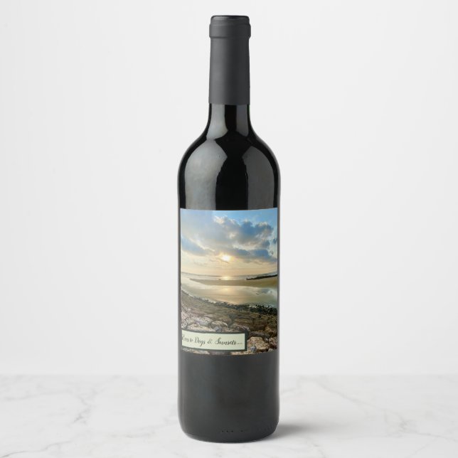 Travel Bali Indonesia Vacation Sunsets Dogs Wine Label (Front)