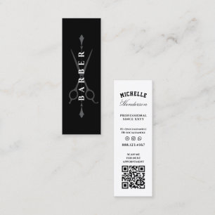 Travel Barber Haircut Scissors Black White Mini Business Card