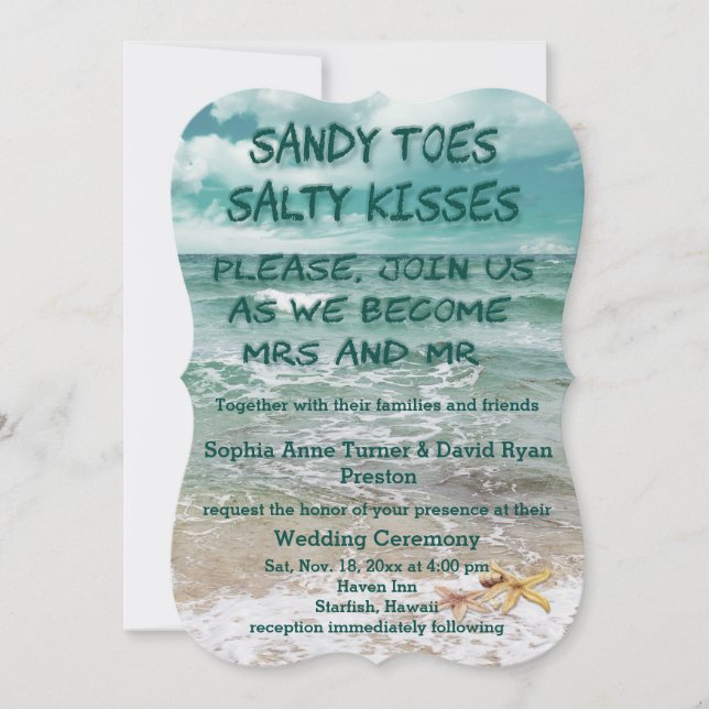 Travel Beach Destination Starfish Wedding Invitation (Front)