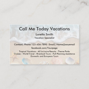 Travel Beach Vacation Specialist Business Card