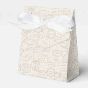 Travel Beige Passport Stamp Patterned Favour Boxes