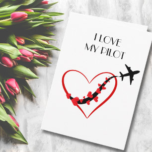 Travel Birthday I Love My Pilot Aeroplane Heart  Card