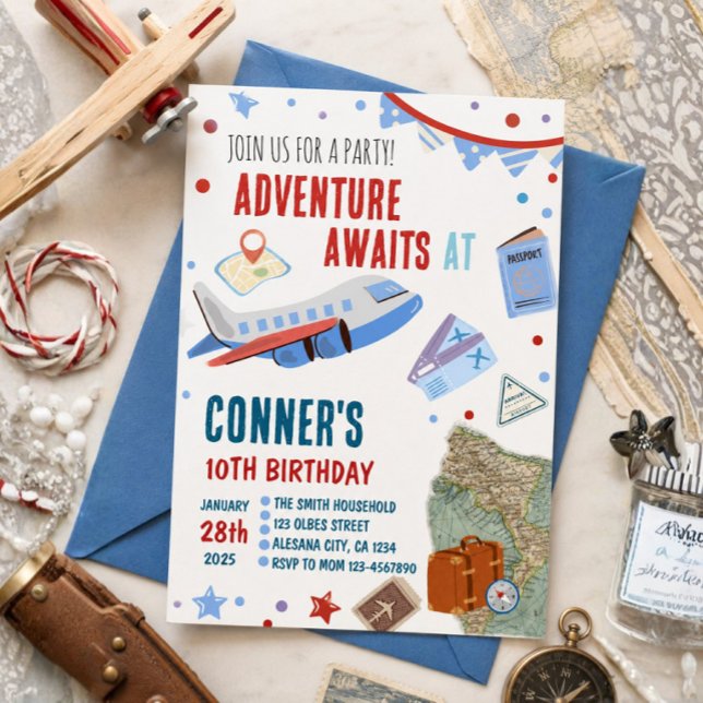 Travel Birthday Invitation Destination Theme Party (Adventure Awaits, Nautical Birthday, Travel Birthday Invitation)