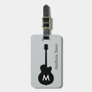 travel black rock guitar music luggage tag