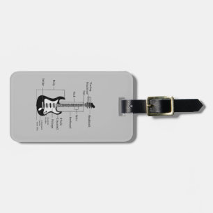 Travel black rock guitar music luggage tag