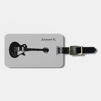 Travel black rock guitar music luggage tag