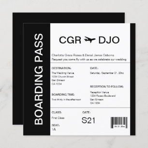 Travel Boarding Pass Wedding Ticket Invitation
