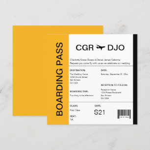Travel Boarding Pass Wedding Ticket Invitation
