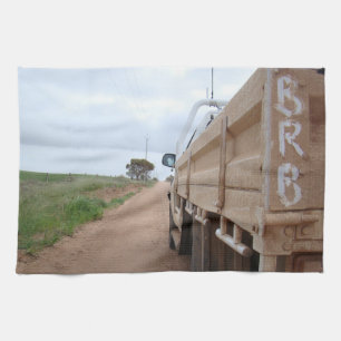 Travel BRB gravel track landscape sky ute Tea Towel