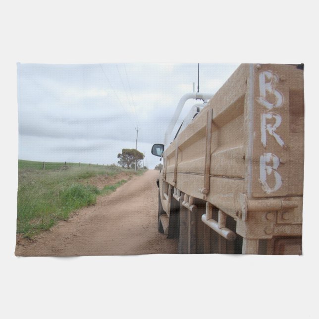 Travel BRB gravel track landscape sky ute Tea Towel (Horizontal)