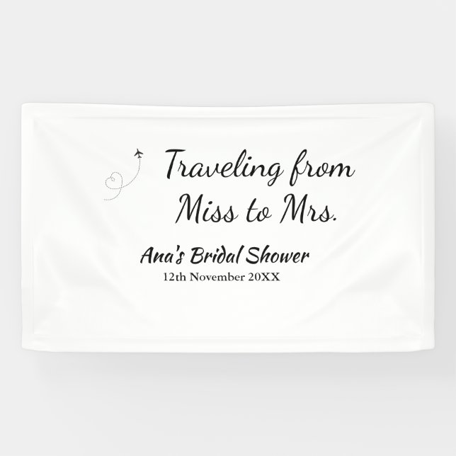 Travel bridal shower add name date miss to Mrs sim Banner (Horizontal)