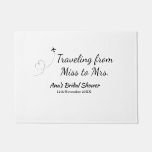 Travel bridal shower add name date miss to Mrs sim Doormat