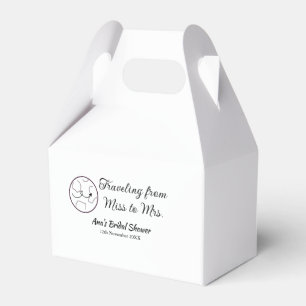 Travel bridal shower add name date miss to Mrs sim Favour Box