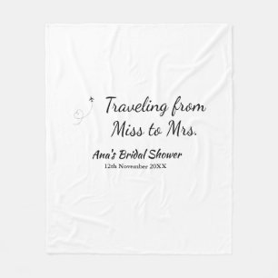 Travel bridal shower add name date miss to Mrs sim Fleece Blanket