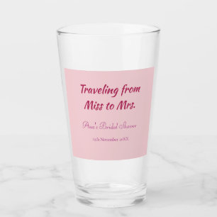 Travel bridal shower add name date miss to Mrs sim Glass