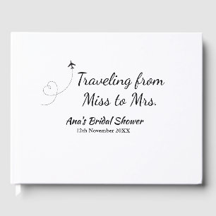 Travel bridal shower add name date miss to Mrs sim Guest Book