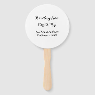 Travel bridal shower add name date miss to Mrs sim Hand Fan