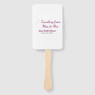 Travel bridal shower add name date miss to Mrs sim Hand Fan