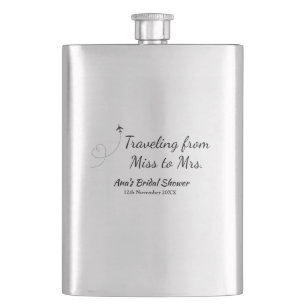 Travel bridal shower add name date miss to Mrs sim Hip Flask