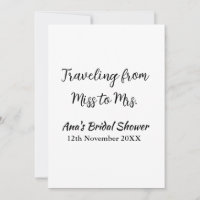 Travel bridal shower add name date miss to Mrs sim