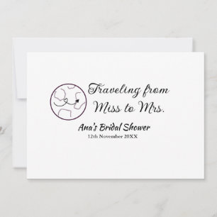 Travel bridal shower add name date miss to Mrs sim Invitation